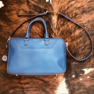 Henri Bendel blue and gold purse